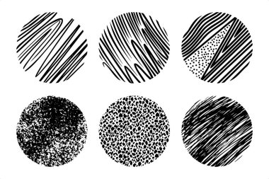 Soyut Yuvarlak, El karalama şekilleri. vektör illüstrasyonu.