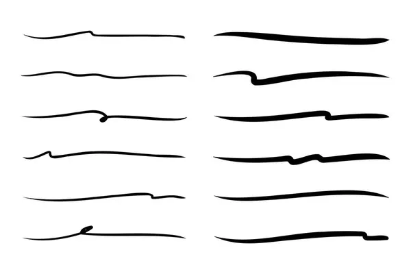 Conjunto Vetorial Sublinhado Desenhado Mão — Vetor de Stock