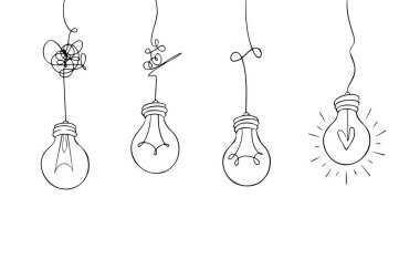 Kafa karışıklığı berraklığı ya da yol vektör fikri. Kompleksi basitleştiriyorum. Doodle vektör illüstrasyonu.