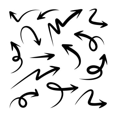 El çizimi ok seti. Çizim illüstrasyonu.