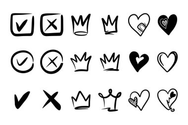 Konsept tasarım için Doodle ögesi seti.