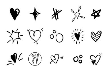 Konsept tasarım için Doodle ögesi seti.