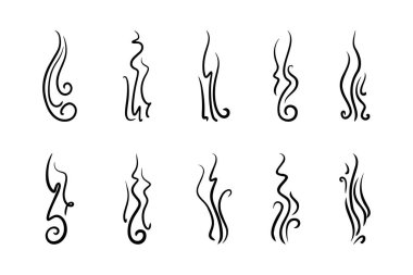 Smoke veya Scent Buhar Hattı Simgesi Ayarlandı. Vektör illüstrasyonu