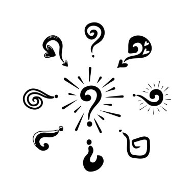 Doodle Soru İşareti, Tasarım, Sunum veya Web Sitesi ögeleri için İmza ve Sembol.
