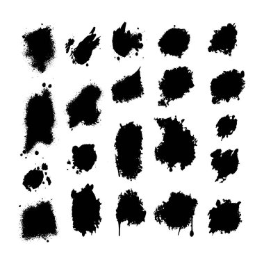 Fırça darbeleri. Boya fırçası seti. Grunge tasarım elementleri. Dikdörtgen metin kutuları. Kirli sıkıntı dokusu pankartları.