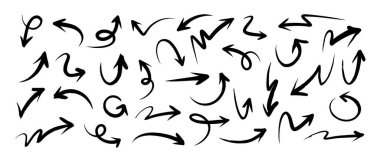 El çizimi ok seti. Çizim illüstrasyonu.