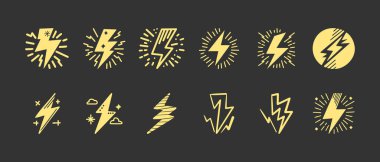 El çizimi elektrikli yıldırım sembolü çizimi. gök gürültüsü simgesi