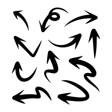 El çizimi ok seti. Çizim illüstrasyonu.