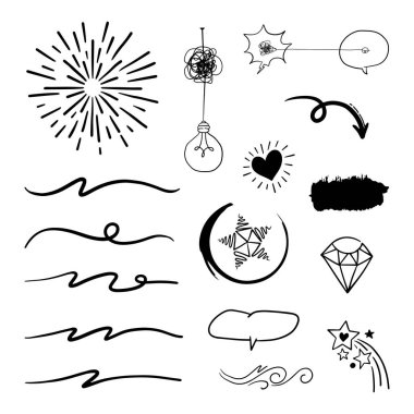 Elmas, kağıt tekneler, kağıt tekneler, soru işaretleri, kontrol işaretleri ve daha fazlası..