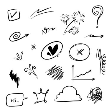 Elmas, kağıt tekneler, kağıt tekneler, soru işaretleri, kontrol işaretleri ve daha fazlası..