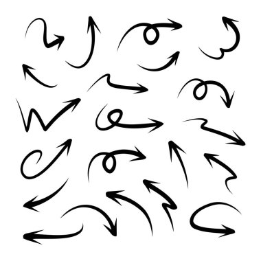 El çizimi ok seti. Çizim illüstrasyonu.