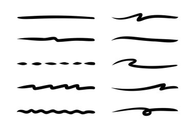 El çizilmiş altı çizili koleksiyon, vektör illüstrasyonu.