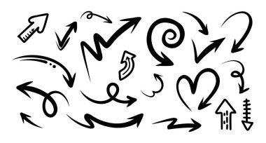 El çizimi ok seti. Çizim illüstrasyonu.