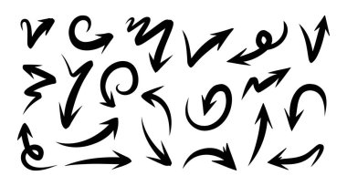 El çizimi ok seti. Çizim illüstrasyonu.