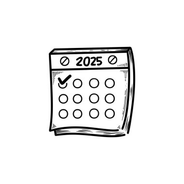 hand drawn doodle folding calendar isolated cartoon art style