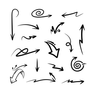 El karalama oku seti, vektör illüstrasyonu