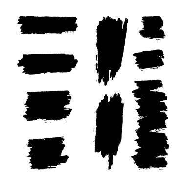 Fırça darbeleri. Boya fırçası seti. Grunge tasarım ögesi.