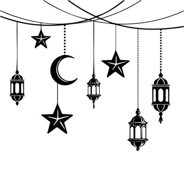 Ramazan kareem tebrik kartı konsepti karalama çizgisi sanatı.