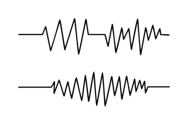 Grafik sembolü ya da ses dalgası, depremleri ölçmek, beyaz arkaplan üzerine çizilmiş.