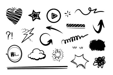 Elle çizilmiş karalama koleksiyonu.