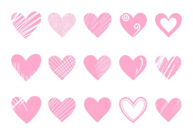 Beyaz arka planda pembe karalama seti