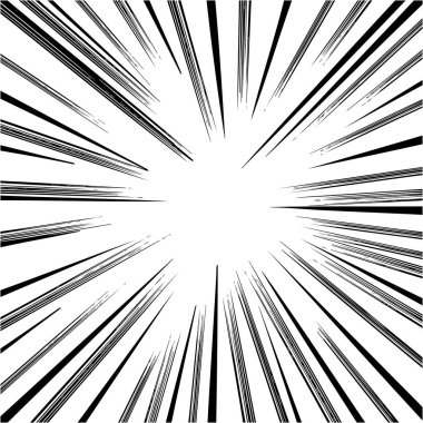 Siyah aksiyon çizgi çizgi çizgi çizgi çizgi etkisi. beyaz arkaplanda dekorasyon için çizgi film çizgileri.