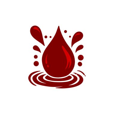 Kırmızı kan damlaları ve dalgalanmalarla sıçrıyor.