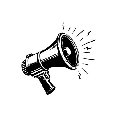 Patlama efektli megafon iletişim ve ifadeyi gösterir