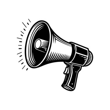 Patlama efektli klasik megafon iletişim ve ifadeyi gösterir