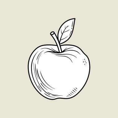 Krem rengi bir tabanda izole edilmiş sade beyaz bir elma tasviri