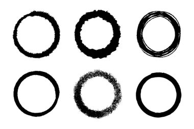 Çeşitli vuruş dokularına sahip siyah dairelerin koleksiyonu