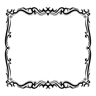 Beyaz arkaplanda siyah dekoratif çerçeve çizimi