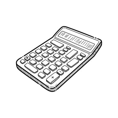 Çizgi sanatı ve taslak sanatı ile hesap makinesi görüntüsü.