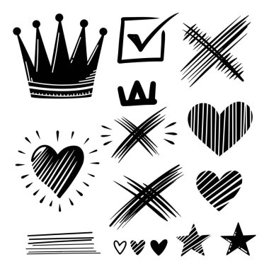 El çizimi semboller tacı, işaretleri, kalpleri, haçları ve yıldızları belirler.