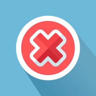 İçinde haç olan kırmızı daire, hatayı, iptal etmeyi veya kaldırmayı gösterir