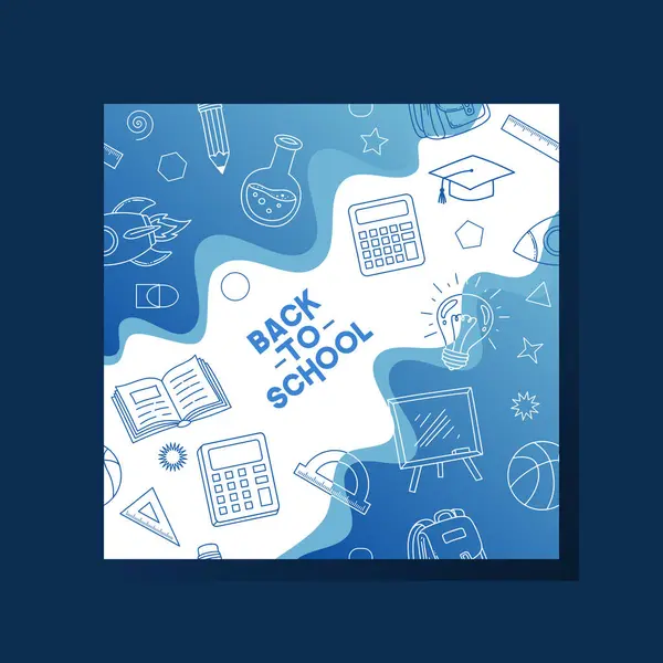 Okula dönüş temalı mavi ve beyaz renkli bir arkaplan.