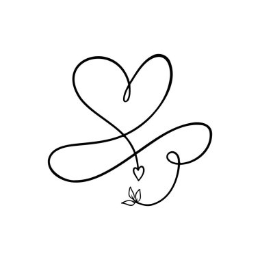 Sanatsal kalp tasarımı, akış çizgileri ve küçük yapraklar aşk ve doğa unsurlarını gösteriyor.