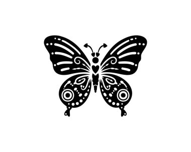 Beyaz arka planda siluet sanatı ile şaşırtıcı kelebek çizimi