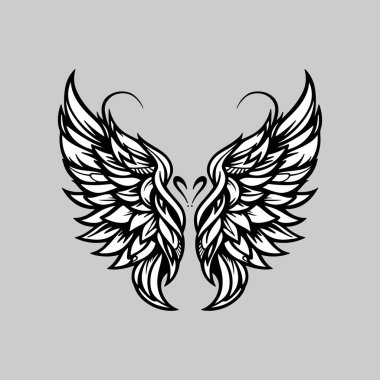 Zarif Siyah ve Beyaz Kanat Silueti