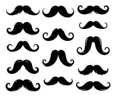 Klasik Siyah Bıyık Simgeleri Koleksiyon Şirin Erkeksi ve Retro Tasarımlar İçin Çeşitli Biçimler
