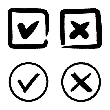 Onaylama ve Reddetme Sembollerini İşaretler ve Çaprazlar