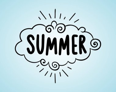 Açık mavi arkaplanda çerçeveli neşeli yaz tasarımı