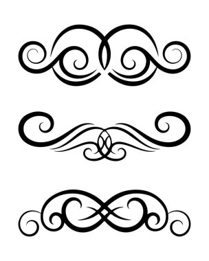 Zarif ve Simetrik Girdaplar Süssel Vektör Tasarım Dekorasyon ve Markalaşma Elemanı
