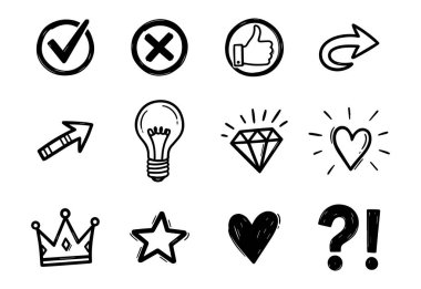 El Çizimi Karalama Simgesi Sosyal Medya ve UI Tasarımı Sembolleri