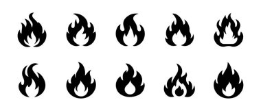 Siluet tarzı ateş simgelerinin koleksiyonu