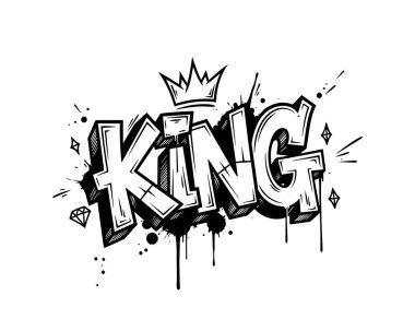 Kelime King, beyaz arka planda izole edilmiş graffiti sanatı..