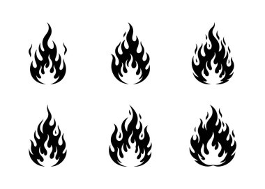 Altı siyah alev ikonu ya da kabile logosu tasarımı.