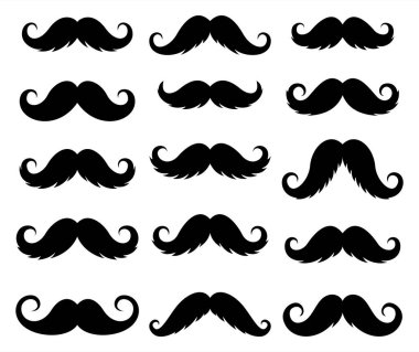 Vintage retro mustache silhouette collection with different styles and shapes vector