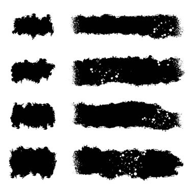 Grunge brush stroke texture collection with abstract black ink splatter design
