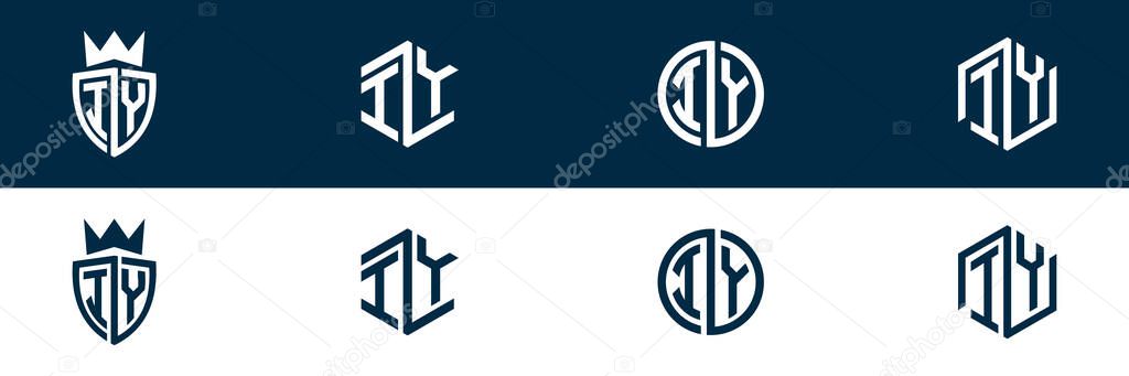 Typography IY YI letter logo design